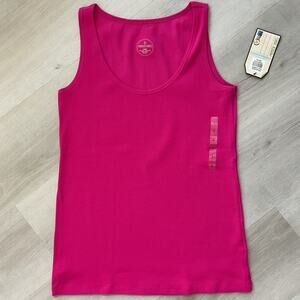 Paradise Shores Basic Ribbed Beach Sides Tank Pink Large NWT